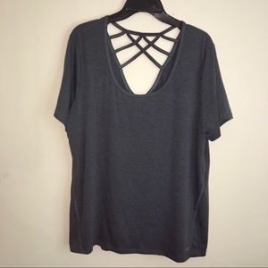 BCG Gray Workout/Athleisure Shirt With Trendy Back Straps in Size 1XL